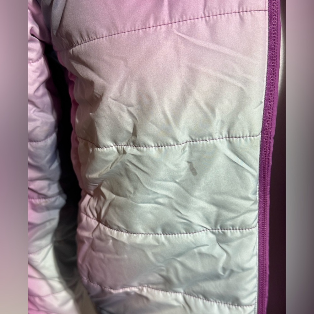 Adidas Kids Purple Gradient Puffer Hooded Jacket Size Medium 10/12 - Picture 5 of 11